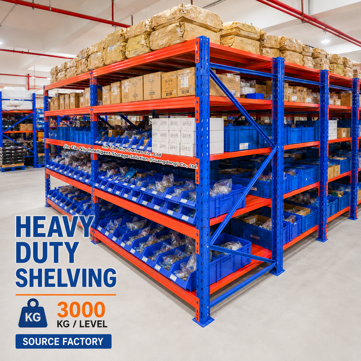 3000KG Custom Steel Deck Storage Rack for Plastic Bins And Small Parts Warehouse Shelves Racking System
