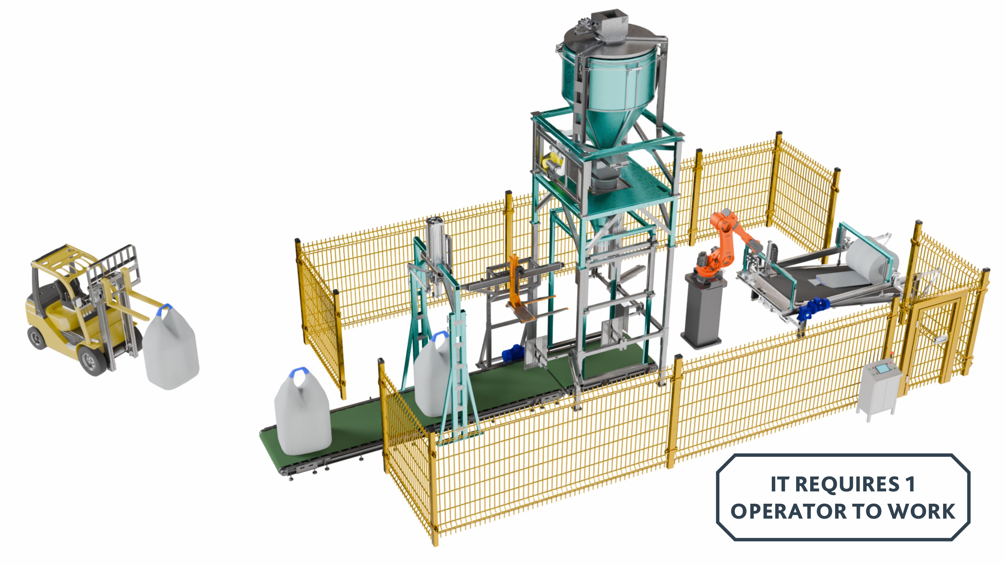 Robotic Arm Packaging System for Big Bags (40-80 Bags/Hour) Automated Filling &amp; Palletizing 2000kg Dosing Capacity 220V/380V