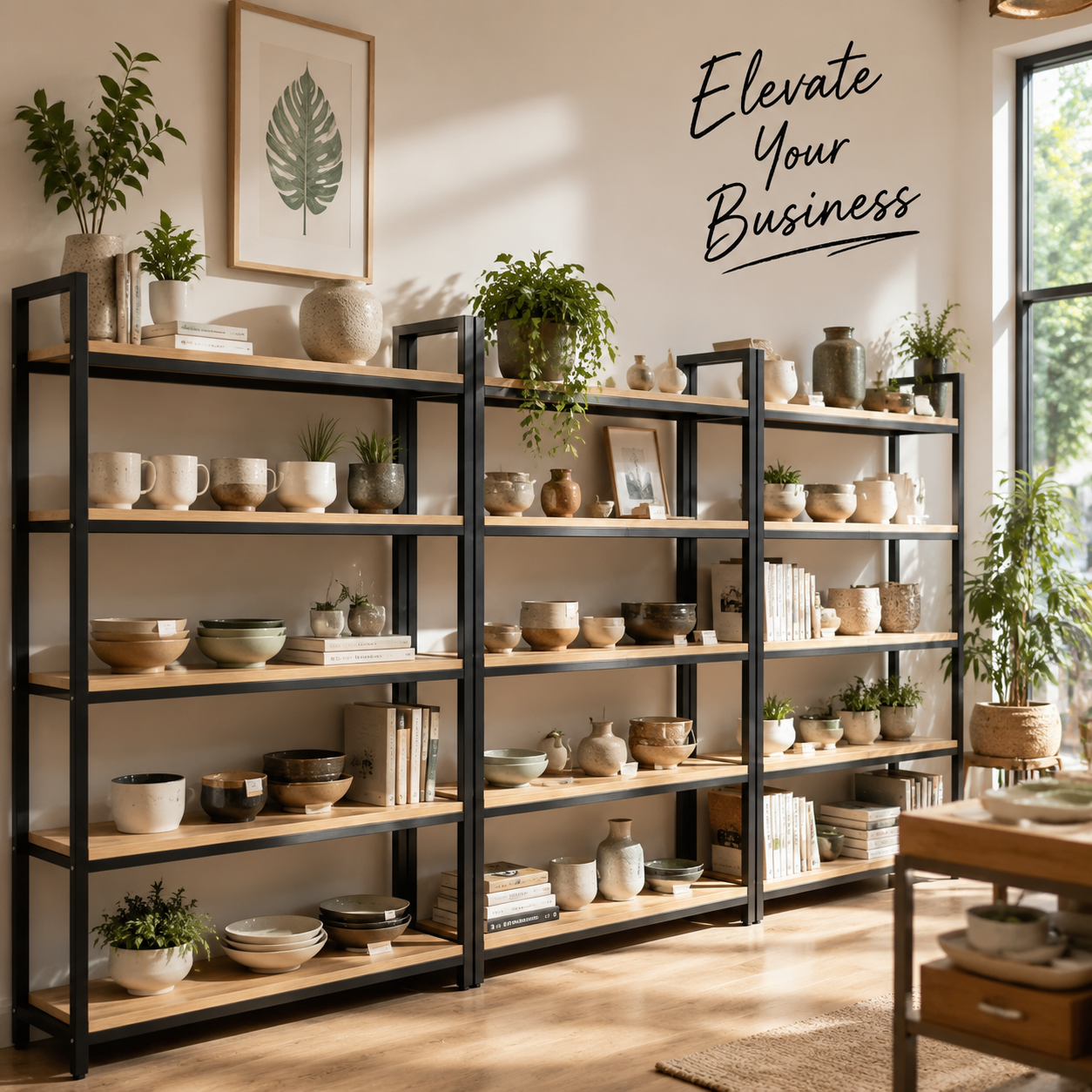 Industrial Steel Wood Storage Shelf Adjustable 5 Tier Display Rack Combined Metal Wooden Bookshelf for Shop Home Exhibition