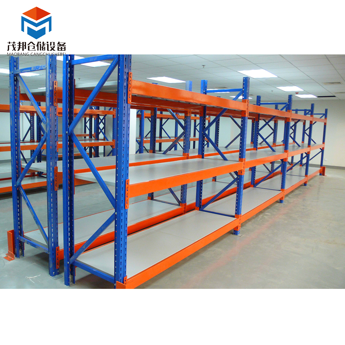 Metal Medium Duty Racking 4 Level Wide Span Shelving Units Boltless Warehouse Storage Rack System
