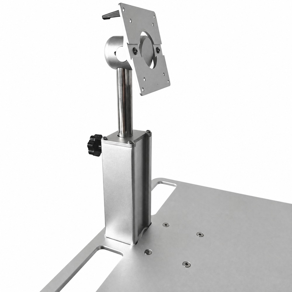Mobile Workstation Cart with VESA Mount Keyboard Tray Aluminum Column Adjustable Brackets and Locking Casters