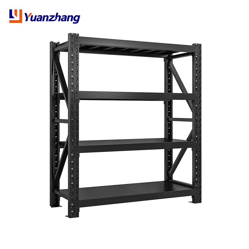 Custom Steel Heavy Duty Shelving 300 Kg Layer Garage Black 4 Tier Warehouse Storage Metal Stacking Rack Unit for Warehouse