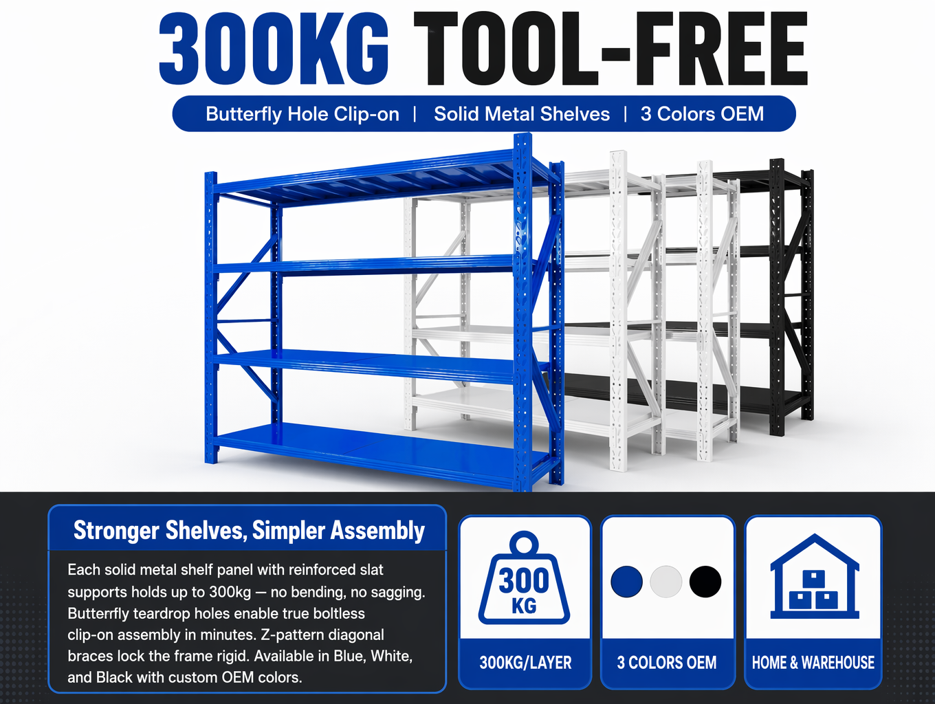 Heavy Duty Industrial Shelving Unit 4 Tier Metal Storage Rack Adjustable Warehouse Shelving Garage Shelves Boltless Black