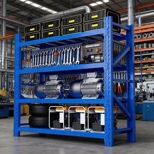 Iron Metal Shelves 4-Layer 400kg Heavy Duty Stackable Racking for Garage &amp; Basement Commercial Use