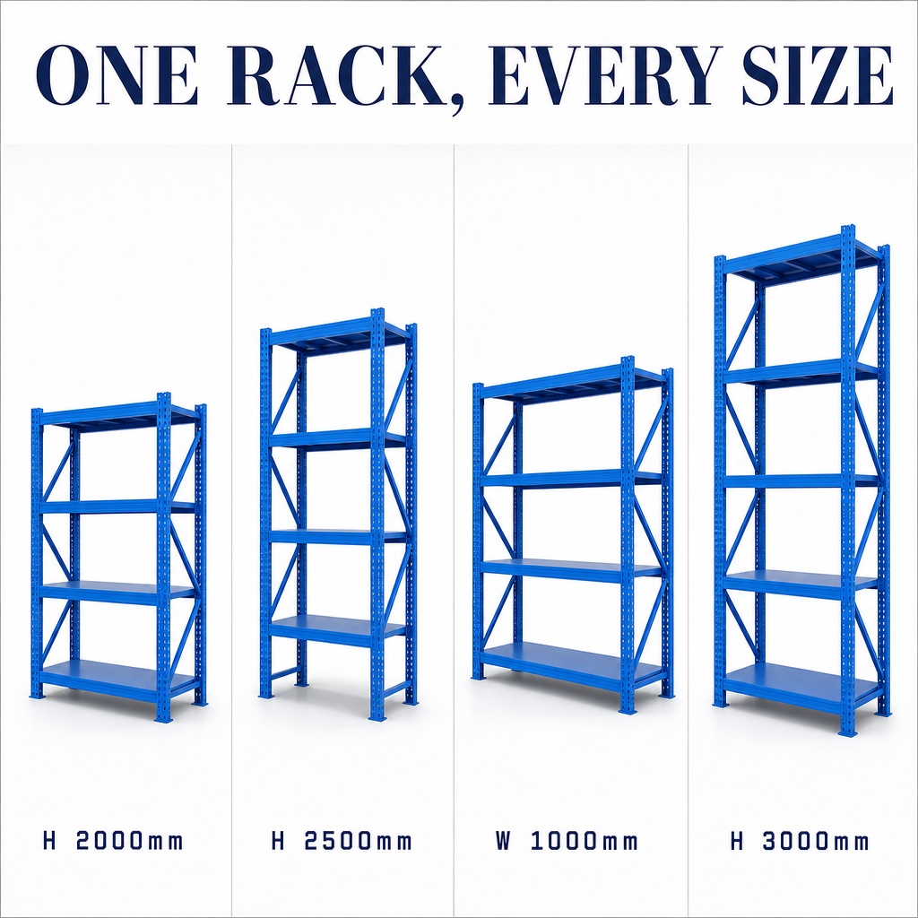Superior Quality 4-Layer Steel Adjustable Boltless Rack Shelf Warehouse Storage Medium Duty Powder Coated Corrosion Protection