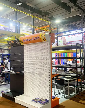 Guangzhou Heda Shelves Co., Ltd. team presenting storage systems at international trade fair