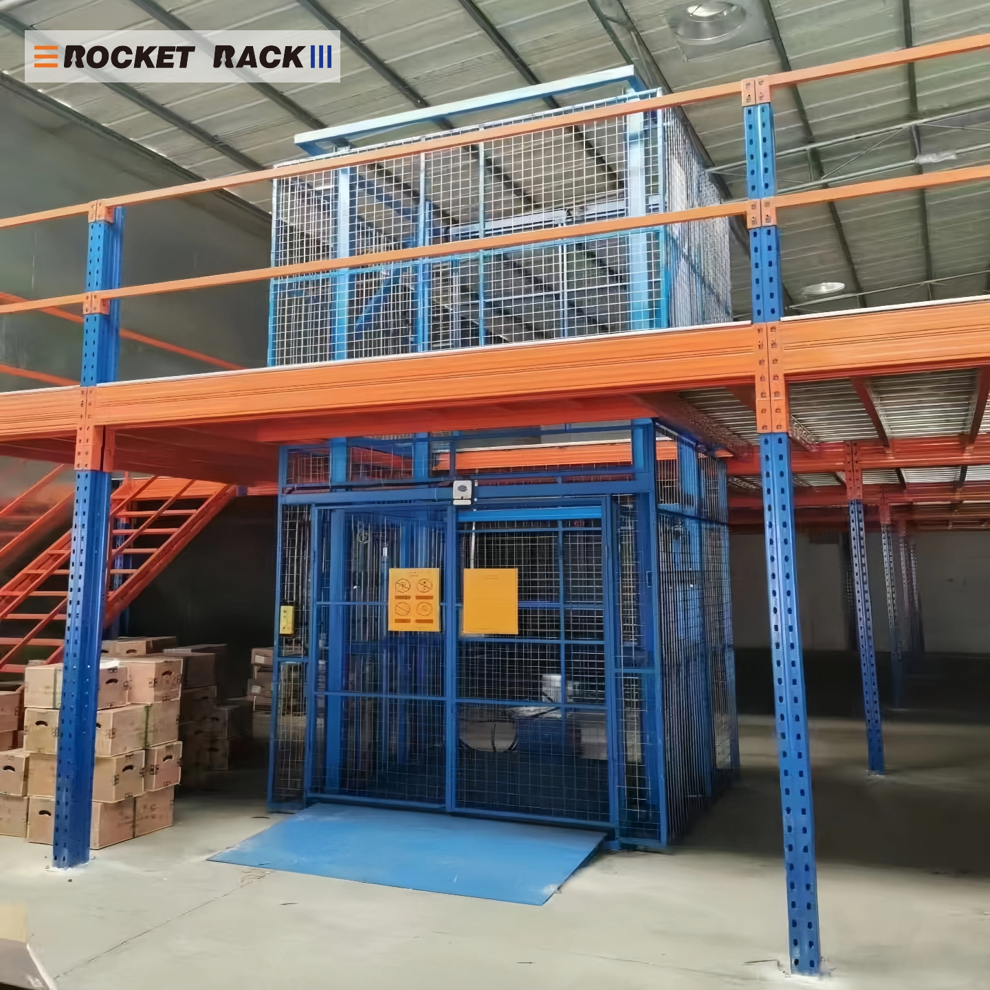 2 Layers Certified High Density Heavy Duty Corrosion Protected Steel Mezzanine Rack 500kg/sqm Load Capacity Solid Steel Plate