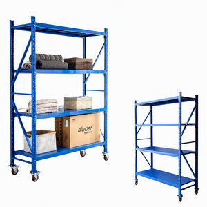 Light Duty Steel 4-Layer Powder Coated Storage Pallet Rack with Wheels