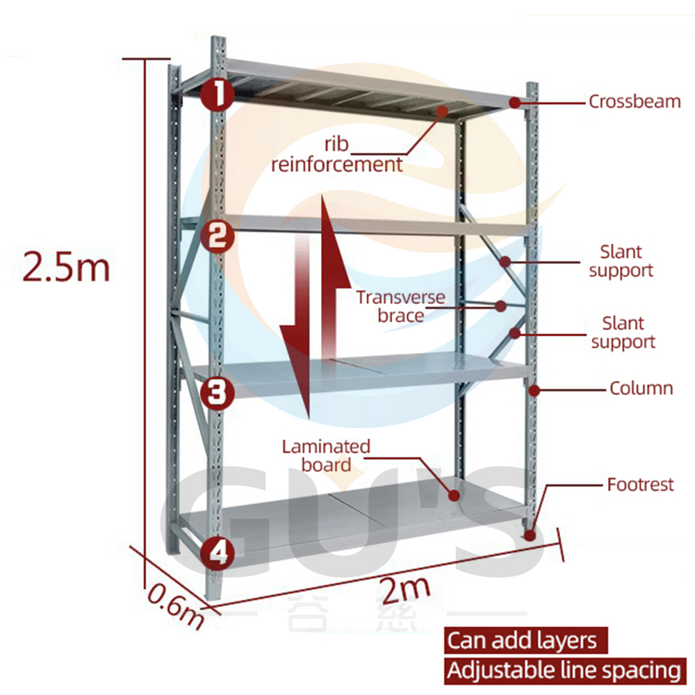 Heavy-Duty Boltless Steel Storage Racks 4-Layer Industrial Warehouse Shelving System Metal Equipment For Commercial Storage