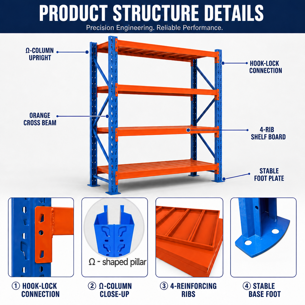 Industrial Metal Shelving Garages Warehouses Medium Duty Boltless Rack 4Layer Storage Steel Shelves Carton Corrosion Protection