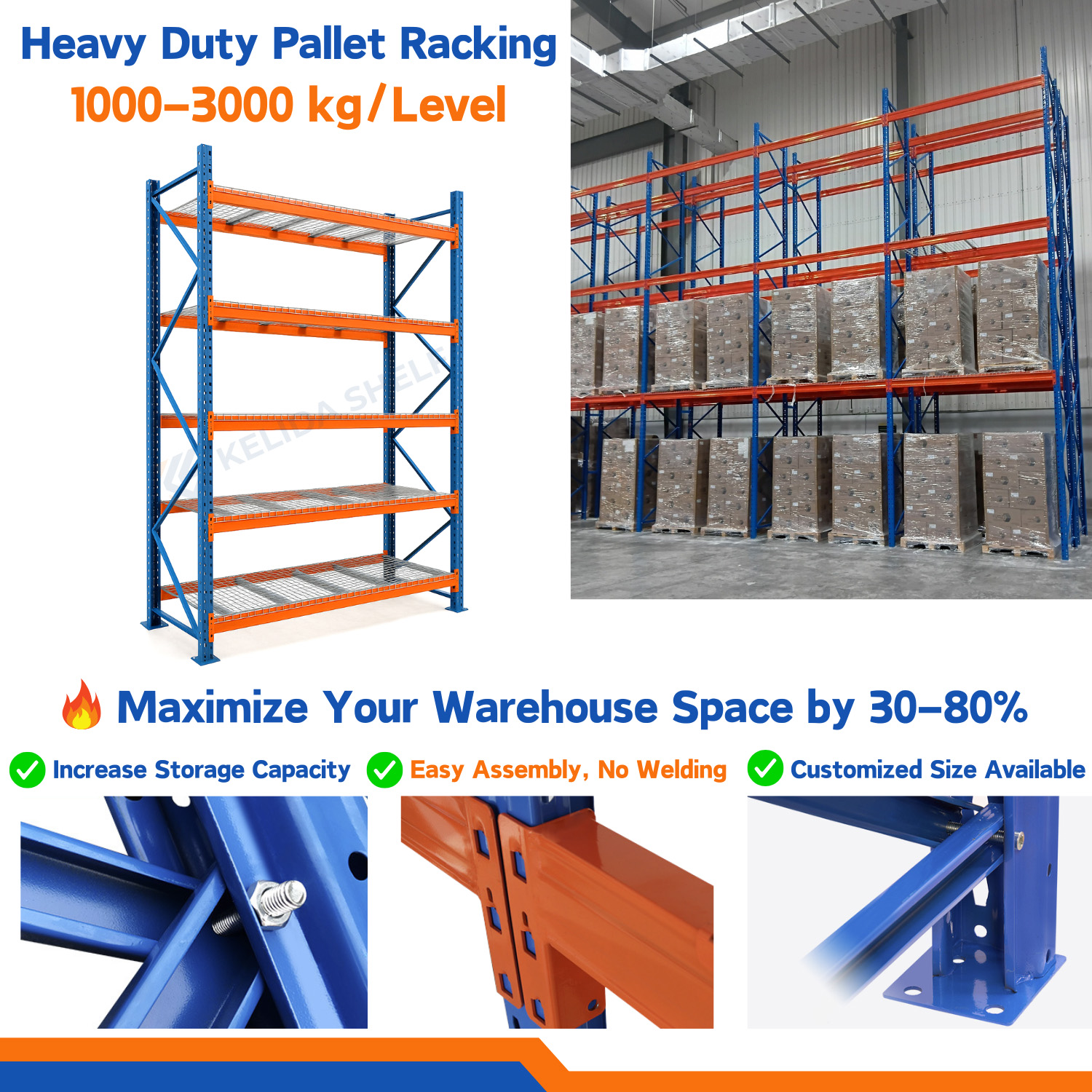 Warehouse Steel Storage Rack Heavy Duty Adjustable Pallet Racking Adjustable Warehouse Shelving
