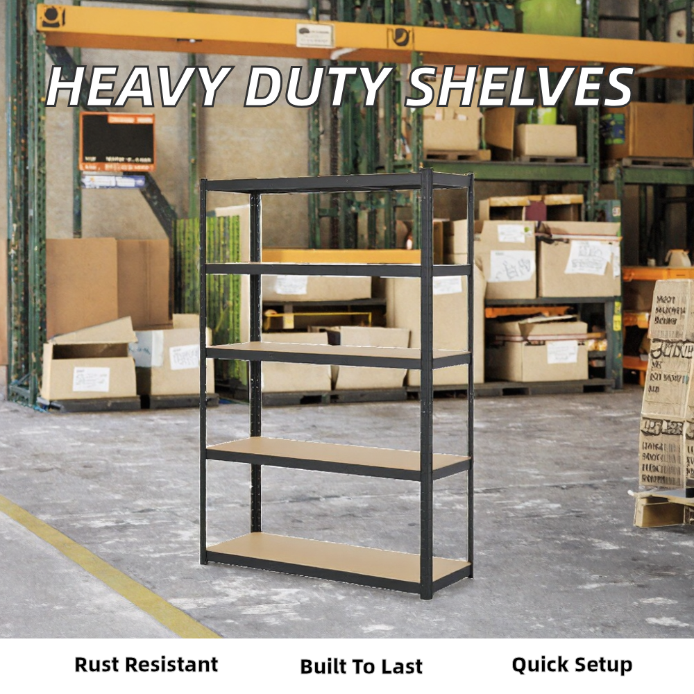 Electronic Commercial 5 Layer Steel Storage Shelving Racks Heavy Duty Warehouse Shelves Boltless Rivet Rack Easy Assemble