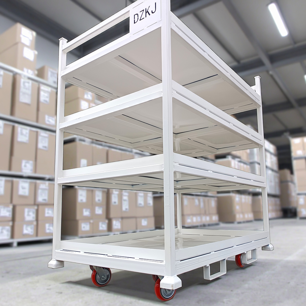 CASE CARTER OEM 600*400*400mm Heavy Duty Foldable Stack Wire Mesh Steel Pallet Storage Container Rack 4 High