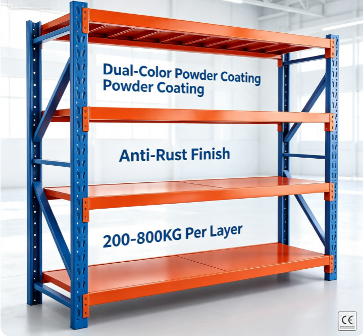 High Load Capacity Adjustable Multi Tier Steel Shelves Boltless Warehouse Storage Rack for Commercial Use