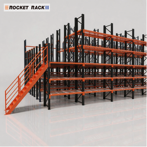 2 Layers Certified High Density Heavy Duty Corrosion Protected Steel Mezzanine Rack 500kg/sqm Load Capacity Solid Steel Plate