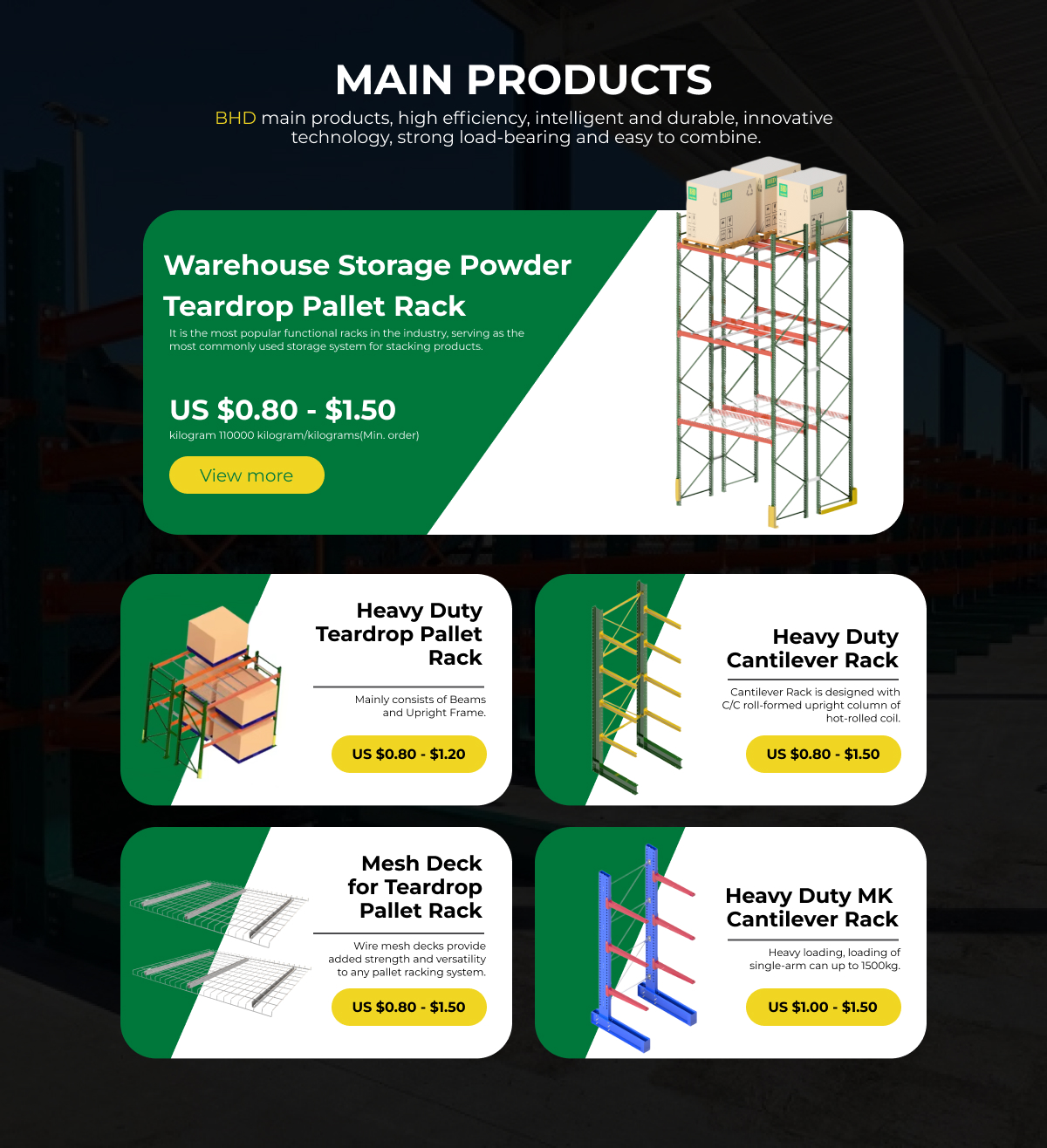 Product Range Categories