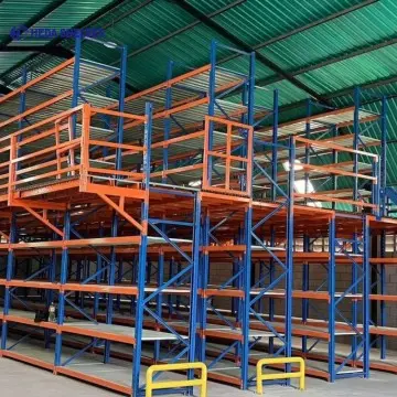 Rack-supported mezzanine floor combining pallet racking and platform