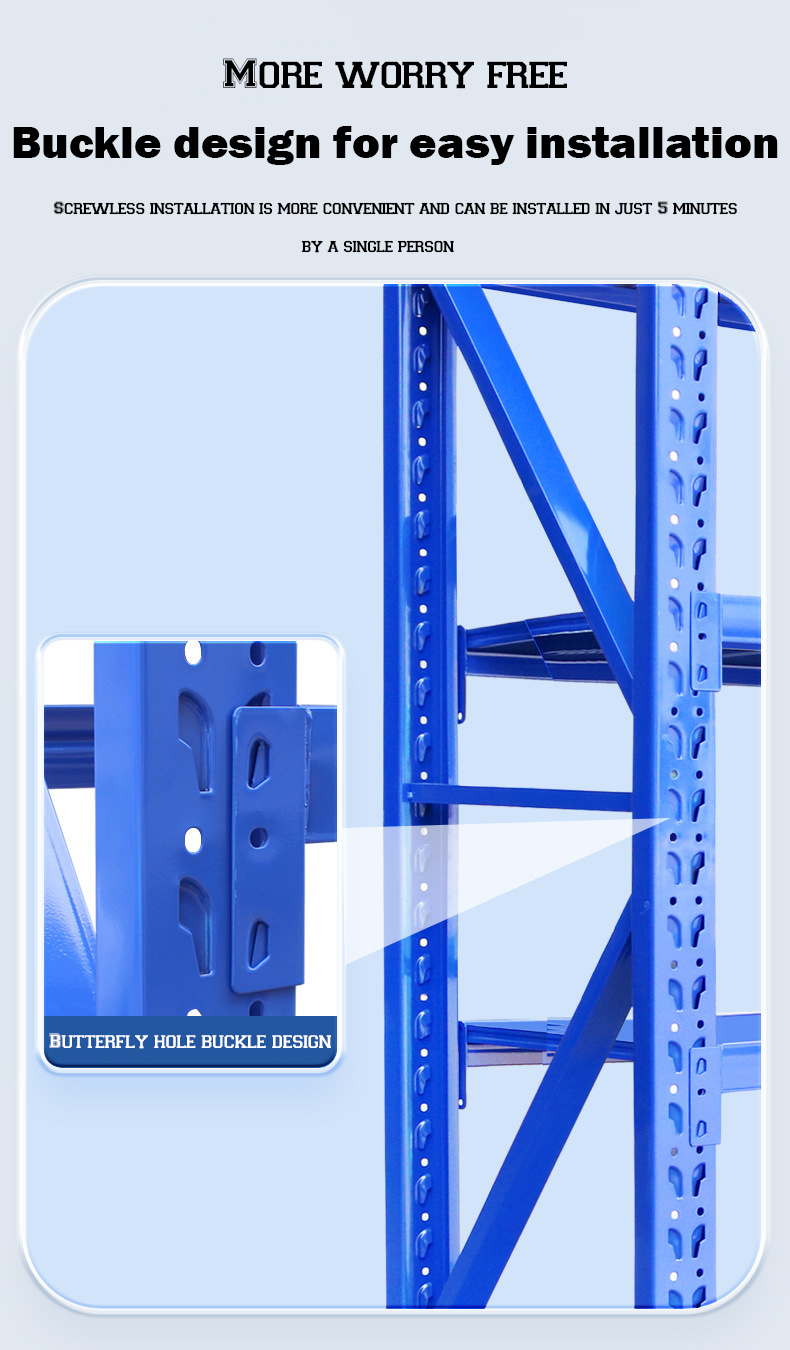 Guijie High Load Capacity 4-Layer Drive-Through Steel/Iron Warehouse Rack Powder Coated Finish Adjustable Durable Corrosion