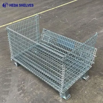 Collapsible galvanized steel wire mesh container