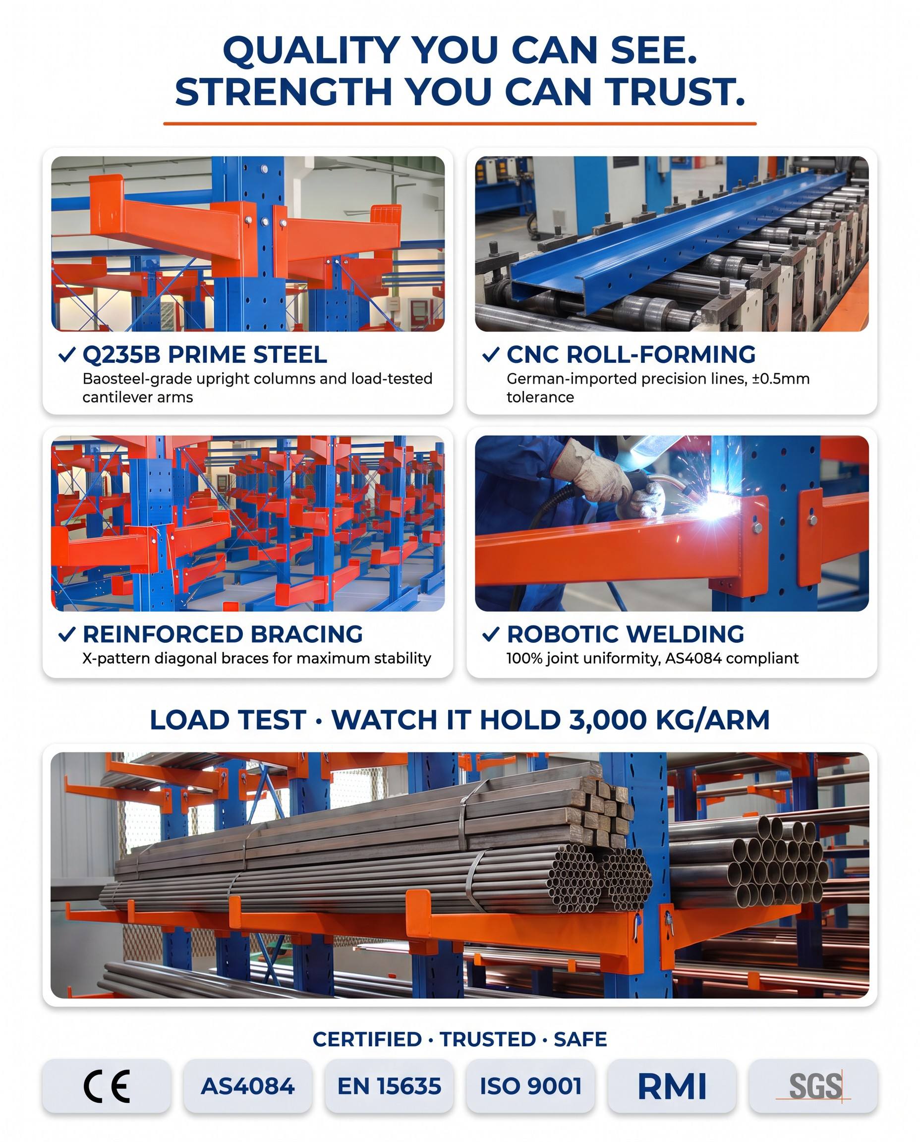 Long Materials Cantilever Arms
