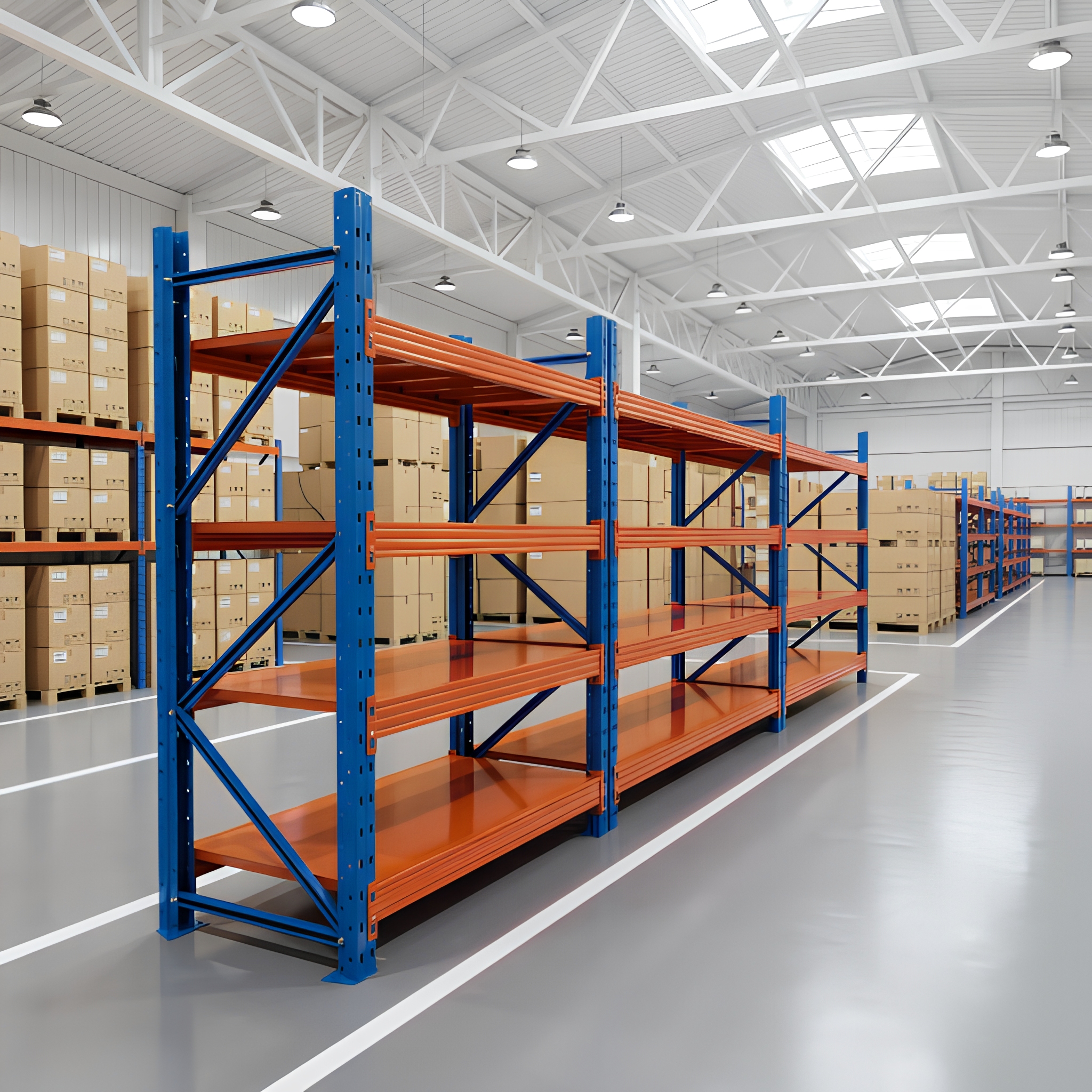 Custom Size Color Industrial Warehouse Shelf 4-Layer Adjustable 300-500KG Light Duty Rack Waterproof Powder Coated Metal Storage