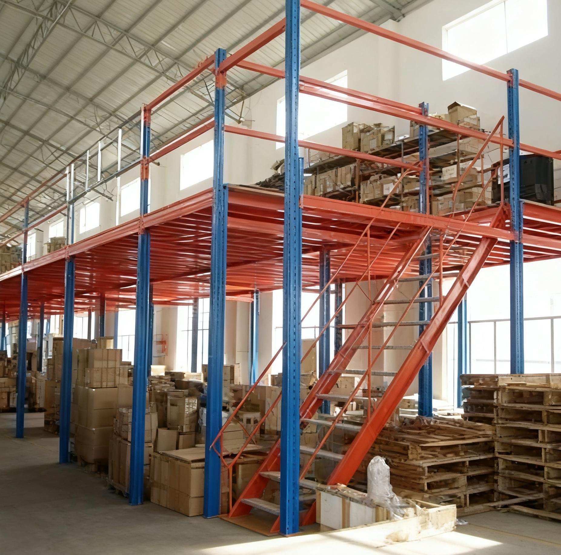 Industrial Multi-Layer Mezzanine Floor Racks Warehouse Storage Kits Staircase Systems Cold Rolled Steel Selective Pallet Rack