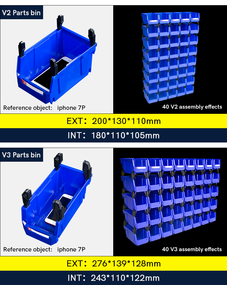 Parts bin dimensions