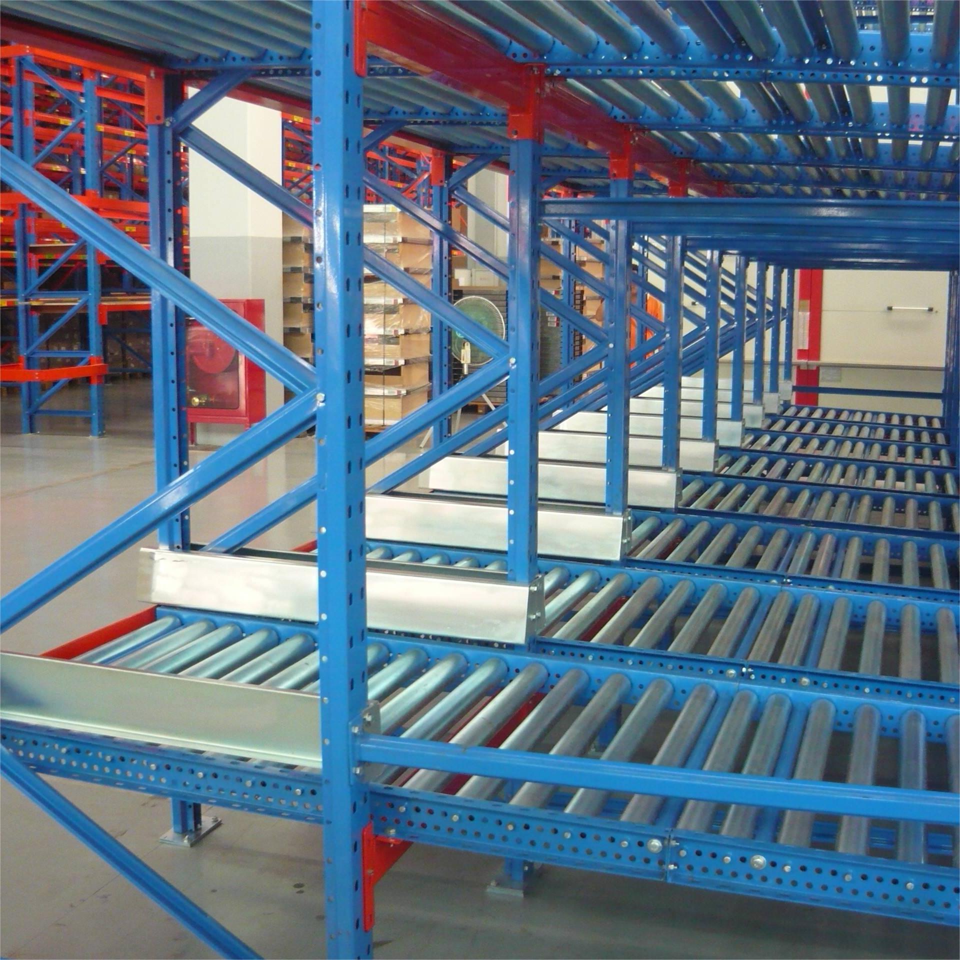 Heavy Duty Steel Roller Dynamic Gravity Pallet Rack 1000kg Capacity Collapsible ODM Industrial Warehouse Storage Cargo Equipment