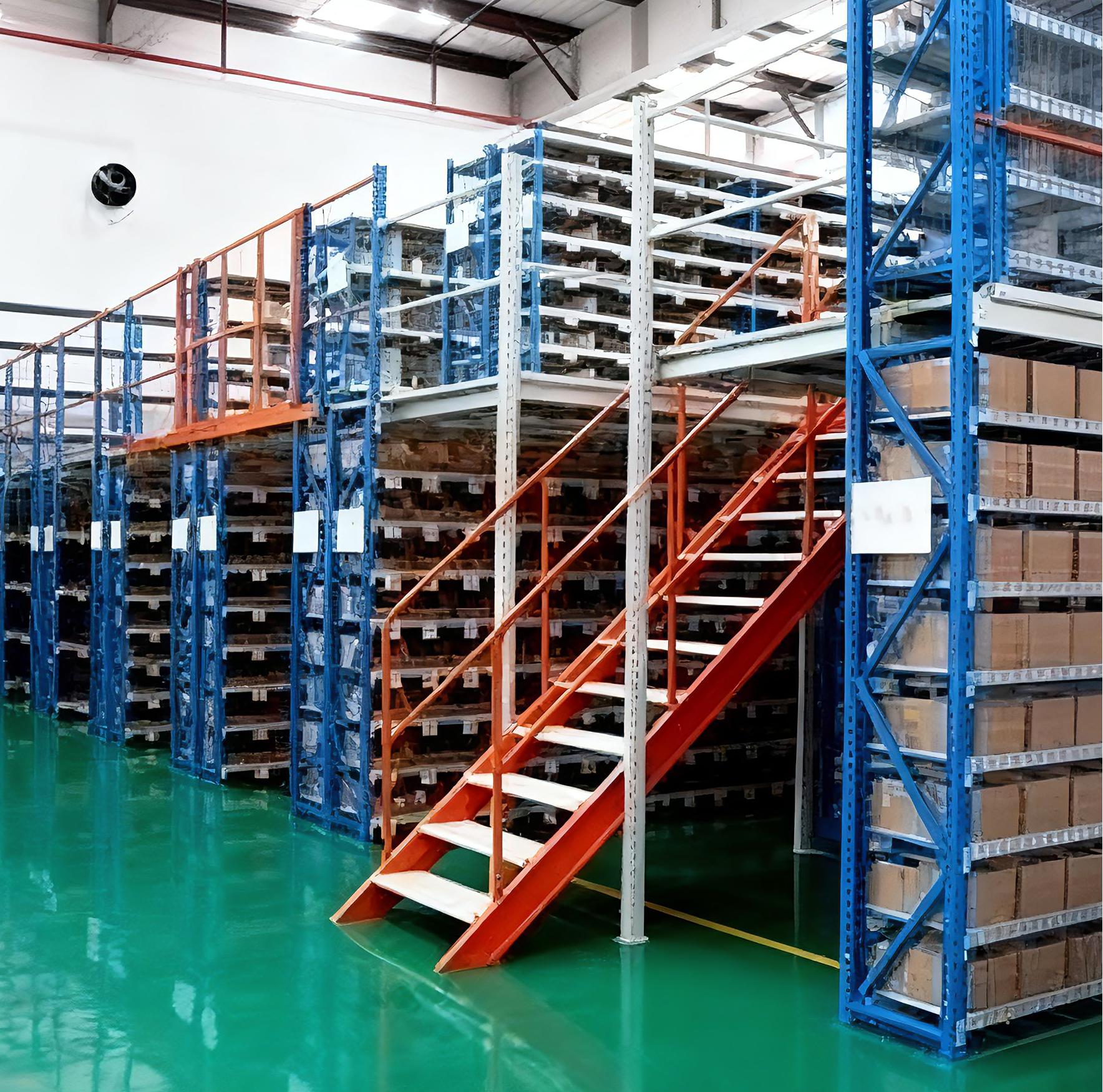 Industrial Multi-Layer Mezzanine Floor Racks Warehouse Storage Kits Staircase Systems Cold Rolled Steel Selective Pallet Rack