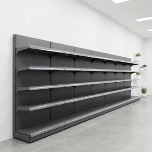 Heavy Duty Solid Back Dark Grey Metal Adjustable Supermarket Shelving Rack for Retail Convenience Stores